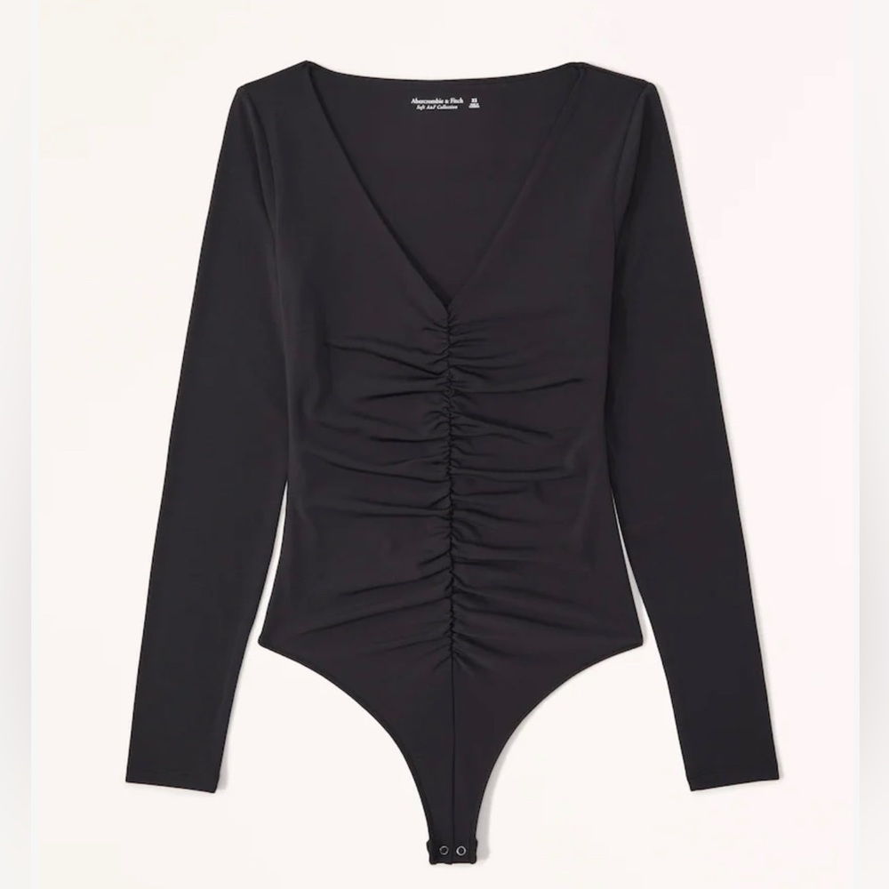 Abercrombie & Fitch - Ruched Long Sleeve Bodysuit - Black - Excellent Condition
